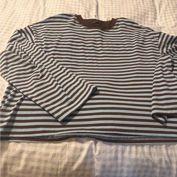 Lioness Brown and Light Blue Striped Long Sleeve Tee set - Picture 2 of 3